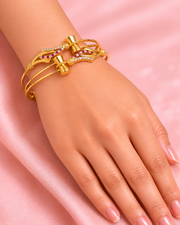 Stylish Fancy Adjustable Gold Kada Set - Partywear Imitation Bangles