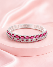 Fancy Stylish Ruby Red American Diamond Openable Kada / Partywear Bracelet