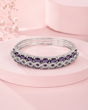 Fancy Amethyst Purple AD Kada | Stylish Partywear Silver Bangle | Trendy Jewellery for Women