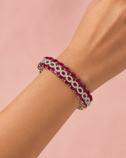 Fancy Stylish Ruby Red American Diamond Openable Kada / Partywear Bracelet