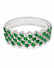 Fancy Emerald Green Partywear Kada | Stylish AD Stone Bangle | Trendy Jewellery for Women