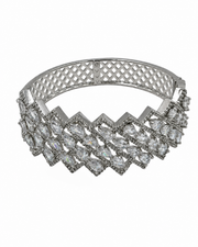 Fancy Stylish American Diamond Partywear Kada | Silver-Plated Designer Bracelet