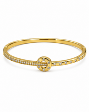 Stylish Gold-Plated American Diamond Studded Oval Kada Bangle for Women and Girls