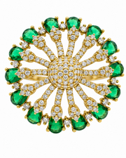 Fancy Stylish Emerald Green Big Size Partywear Ring (Adjustable)