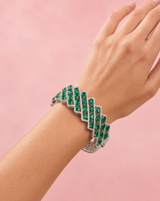 Fancy Emerald Green Partywear Kada | Stylish AD Stone Bangle | Trendy Jewellery for Women