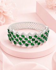 Fancy Emerald Green Partywear Kada | Stylish AD Stone Bangle | Trendy Jewellery for Women
