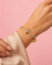 Fancy Stylish American Diamond Gold Bangle | Trending Partywear AD Kada | New Design Bracelet
