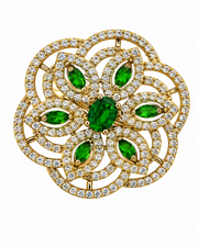 Stylish Gold Plated Emerald Green American Diamond Brass Ring