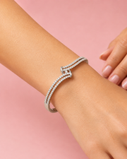 Stylish Fancy Silver Crossover AD Bracelet | Partywear American Diamond Kangan | Modern Girls Bracelet
