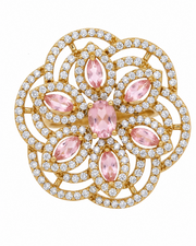 Gold Plated American Diamond & Pink Marquise Stone Adjustable Ring | Festive & Wedding Jewelry for Girls