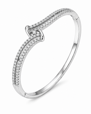 Stylish Fancy Silver Crossover AD Bracelet | Partywear American Diamond Kangan | Modern Girls Bracelet