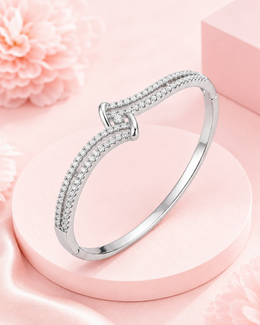 Stylish Fancy Silver Crossover AD Bracelet | Partywear American Diamond Kangan | Modern Girls Bracelet