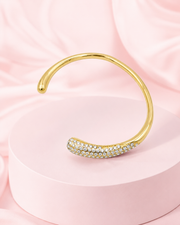 Fancy Gold Plated AD Stone Stylish Cuff Bracelet / Adjustable Partywear Kada