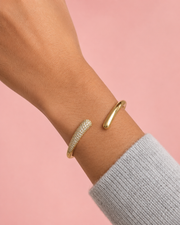 Fancy Gold Plated AD Stone Stylish Cuff Bracelet / Adjustable Partywear Kada