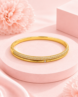 Fancy Stylish Gold Plated AD Stone Kada / Partywear Diamond Bracelet