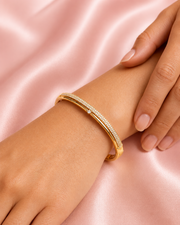 Fancy Stylish Gold Plated AD Stone Kada / Partywear Diamond Bracelet