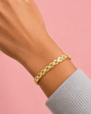 Trendy Quilted Gold Kada | Stylish Partywear American Diamond Bangle | Fancy Gold Churi for Women