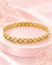 Trendy Quilted Gold Kada | Stylish Partywear American Diamond Bangle | Fancy Gold Churi for Women
