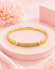 Fancy Partywear Gold Plated AD Kada / Stylish V-Shape Bracelet for Women