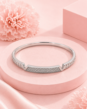 Fancy Stylish American Diamond Silver Kada / Trending Western Partywear Bracelet for Women