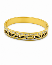 Unique Fancy Greek Design Gold Bangle | Stylish Partywear Stone Kada for Women