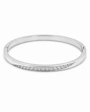 Trendy Silver Fancy Bangle | Stylish Partywear American Diamond Bracelet | Free Size Hinged Kada for Women