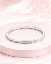 Trendy Silver Fancy Bangle | Stylish Partywear American Diamond Bracelet | Free Size Hinged Kada for Women