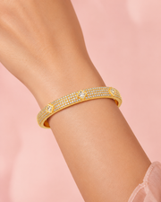 Fancy Designer Gold Plated AD Stone Kada | Stylish Daily Wear Bangle | Partywear Bracelet for Women
