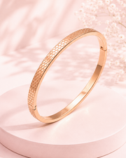 Fancy Rose Gold Honeycomb Kada | Stylish Partywear Bracelet for Women | Trending Minimalist Bangle
