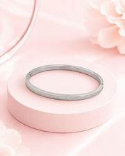 Fancy Matte Silver Laser-Design Kada | Stylish Unisex Stainless Steel Bracelet | Trendy Partywear Bangle