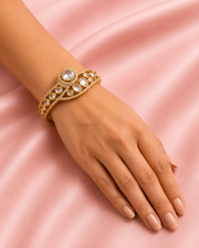 Stylish Victorian Polki Kada | Fancy Gold Plated Kundan Bangle | Trending Bridal Bracelet