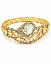 Stylish Victorian Polki Kada | Fancy Gold Plated Kundan Bangle | Trending Bridal Bracelet