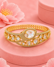 Stylish Victorian Polki Kada | Fancy Gold Plated Kundan Bangle | Trending Bridal Bracelet