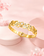 Trendy Gold Flower Kada | Stylish Partywear Bracelet for Women.