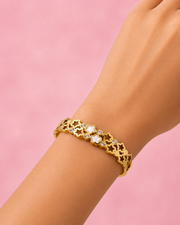 Trendy Gold Flower Kada | Stylish Partywear Bracelet for Women.