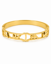Fancy Stylish Gold Kada - Bamboo Leaf Heart Design Bracelet (Partywear)