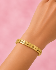 Fancy Stylish Gold Kada | Partywear Square Link Bracelet | Unisex Trendy Hand Cuff