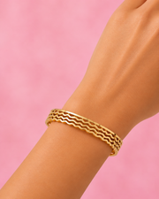 Stylish Gold-Plated Wave Cuff Bangle - Fancy Daily Wear
