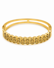 Stylish Gold-Plated Wave Cuff Bangle - Fancy Daily Wear
