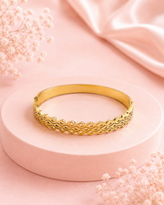 Fancy Gold Plated Modern Geometric Kada | Stylish Partywear Bracelet for Women