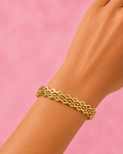 Fancy Gold Plated Modern Geometric Kada | Stylish Partywear Bracelet for Women