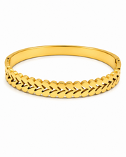 Stylish Gold-Plated Heart Pattern Hinged Bangle - Fancy & Trendy