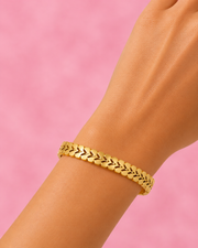 Stylish Gold-Plated Heart Pattern Hinged Bangle - Fancy & Trendy