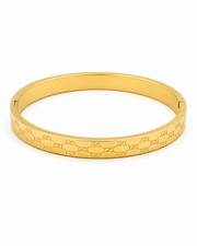 Fancy Designer Monogram Gold Kada / Stylish Partywear Gold-Plated Bangle Bracelet for Women