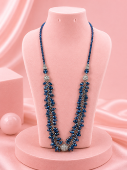 Women's Blue Crystal Beaded Long Necklace | Designer Fashion Jewellery for Girls & Women