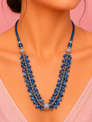Women's Blue Crystal Beaded Long Necklace | Designer Fashion Jewellery for Girls & Women