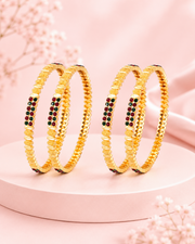 Fancy Sparkling Dual-Tone Gold Plated Bangle Set (Pack of 4)