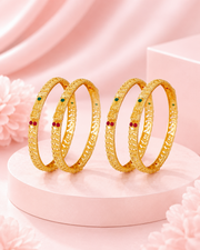 Traditional Goddess Laxmi Temple Bangles Set | Gold Plated Ethnic Jewelry
