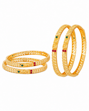 Traditional Goddess Laxmi Temple Bangles Set | Gold Plated Ethnic Jewelry