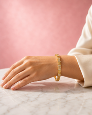 Fancy Stylish Gold Plated American Diamond Cube Kada / Bracelet for Women & Girls